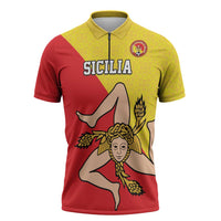 Custom Sicilia Football Zipper Polo Shirt Naziunali Siciliana - Wonder Print Shop