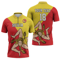 Custom Sicilia Football Zipper Polo Shirt Naziunali Siciliana - Wonder Print Shop