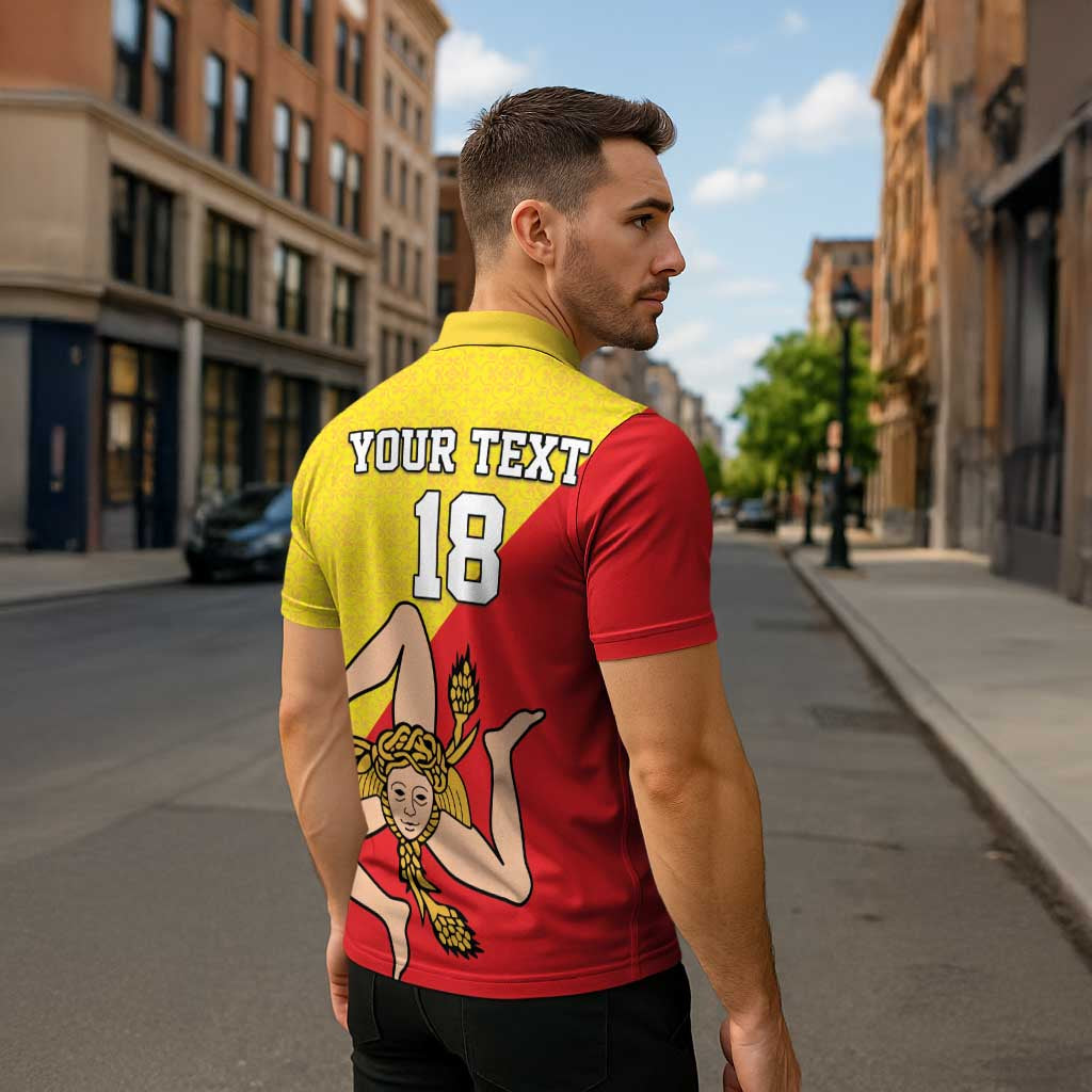 Custom Sicilia Football Zipper Polo Shirt Naziunali Siciliana - Wonder Print Shop