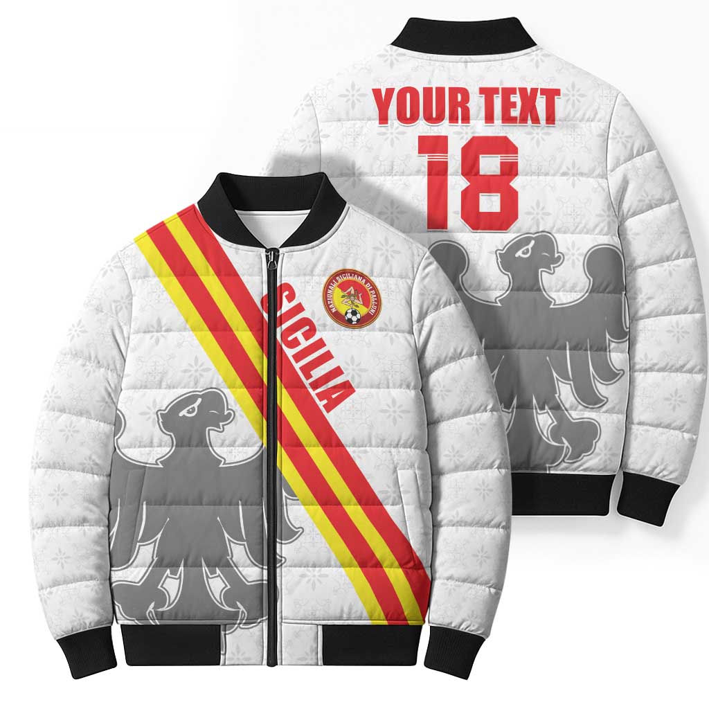 Custom Sicilia Football Bomber Puffer Jacket Animus Tuus Dominus - Wonder Print Shop