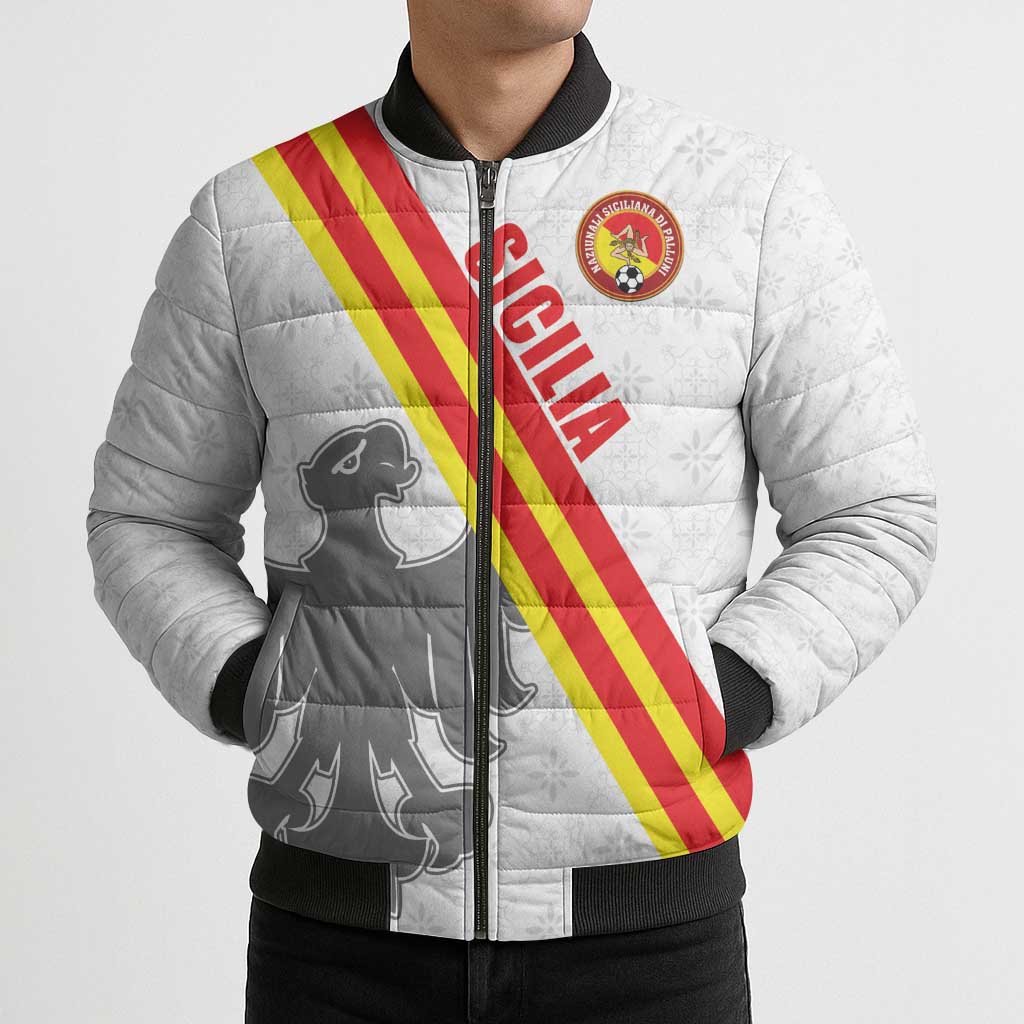 Custom Sicilia Football Bomber Puffer Jacket Animus Tuus Dominus - Wonder Print Shop
