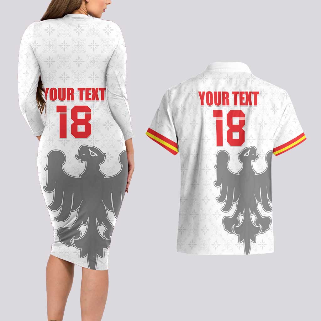 Custom Sicilia Football Couples Matching Long Sleeve Bodycon Dress and Hawaiian Shirt Animus Tuus Dominus - Wonder Print Shop