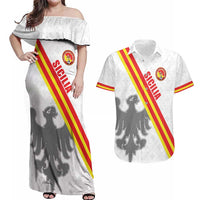 Custom Sicilia Football Couples Matching Off Shoulder Maxi Dress and Hawaiian Shirt Animus Tuus Dominus - Wonder Print Shop