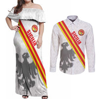 Custom Sicilia Football Couples Matching Off Shoulder Maxi Dress and Long Sleeve Button Shirt Animus Tuus Dominus - Wonder Print Shop