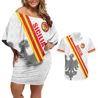 Custom Sicilia Football Couples Matching Off Shoulder Short Dress and Hawaiian Shirt Animus Tuus Dominus - Wonder Print Shop