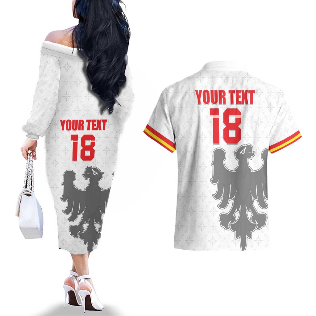 Custom Sicilia Football Couples Matching Off The Shoulder Long Sleeve Dress and Hawaiian Shirt Animus Tuus Dominus - Wonder Print Shop