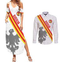 Custom Sicilia Football Couples Matching Summer Maxi Dress and Long Sleeve Button Shirt Animus Tuus Dominus - Wonder Print Shop