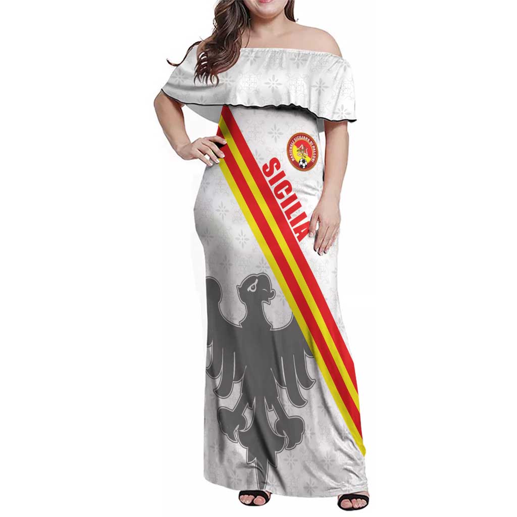 Custom Sicilia Football Family Matching Off Shoulder Maxi Dress and Hawaiian Shirt Animus Tuus Dominus - Wonder Print Shop