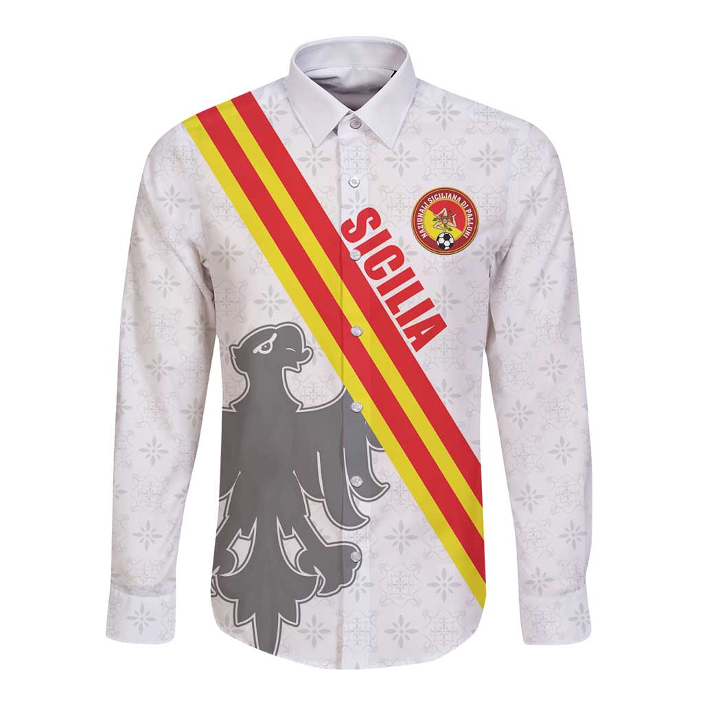 Custom Sicilia Football Long Sleeve Button Shirt Animus Tuus Dominus - Wonder Print Shop