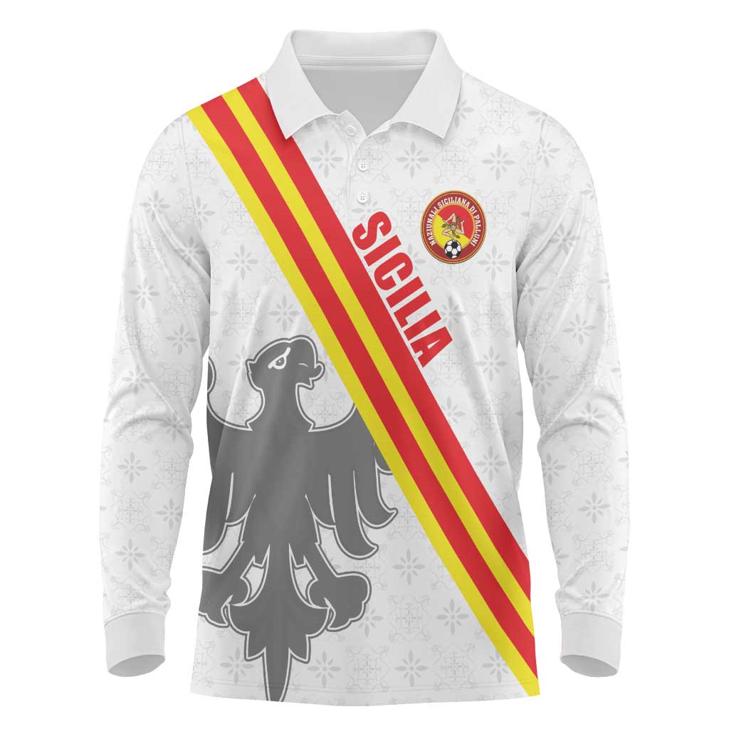 Custom Sicilia Football Long Sleeve Polo Shirt Animus Tuus Dominus - Wonder Print Shop
