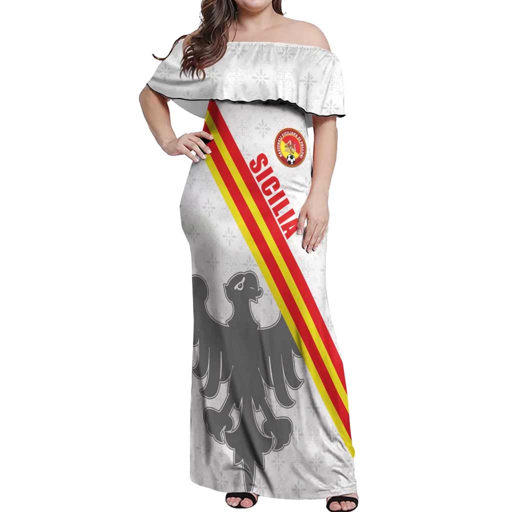 Custom Sicilia Football Off Shoulder Maxi Dress Animus Tuus Dominus - Wonder Print Shop