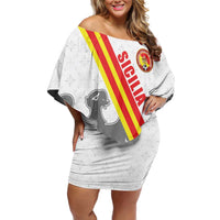 Custom Sicilia Football Off Shoulder Short Dress Animus Tuus Dominus - Wonder Print Shop