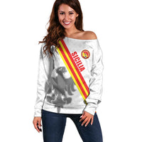 Custom Sicilia Football Off Shoulder Sweater Animus Tuus Dominus - Wonder Print Shop