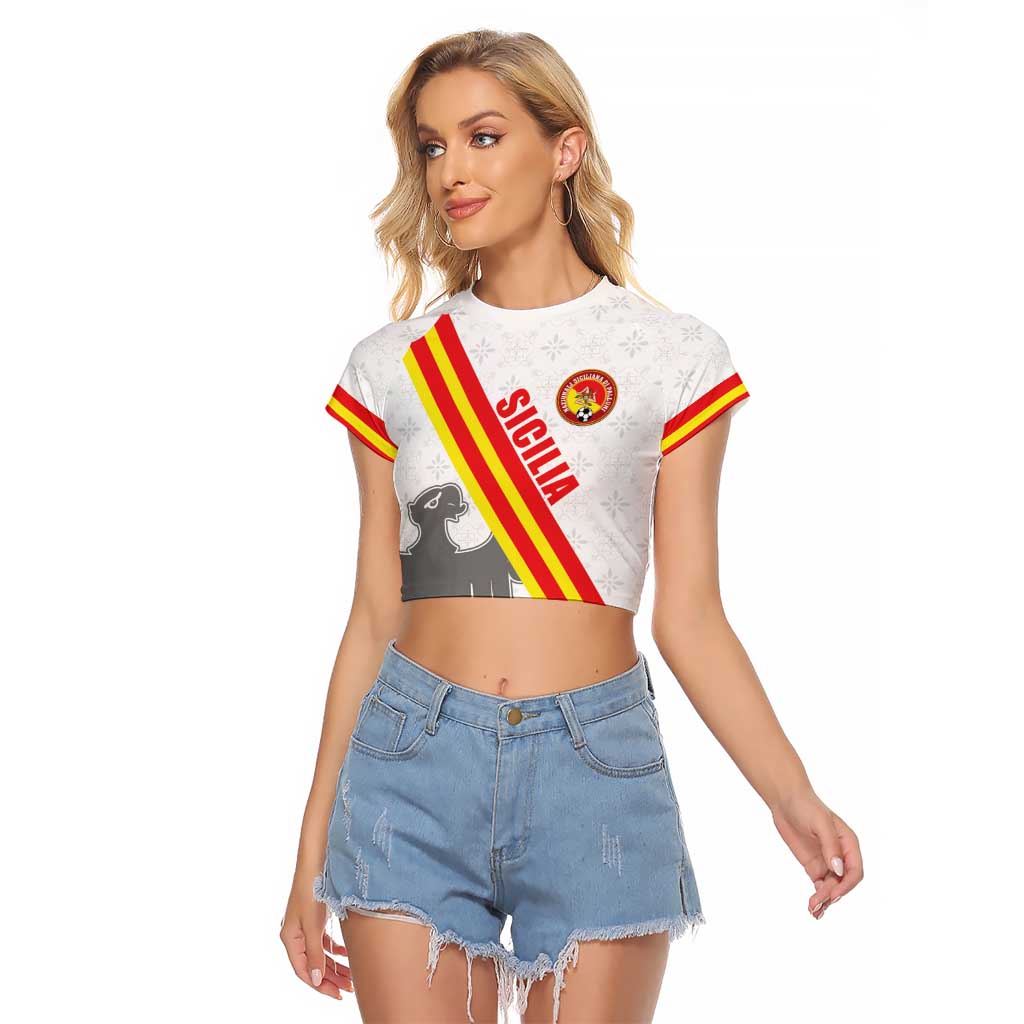 Custom Sicilia Football Raglan Cropped T Shirt Animus Tuus Dominus - Wonder Print Shop