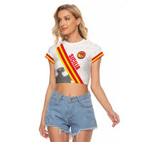 Custom Sicilia Football Raglan Cropped T Shirt Animus Tuus Dominus - Wonder Print Shop