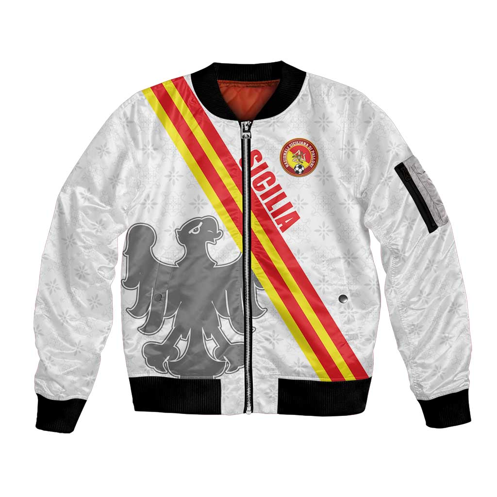 Custom Sicilia Football Sleeve Zip Bomber Jacket Animus Tuus Dominus - Wonder Print Shop