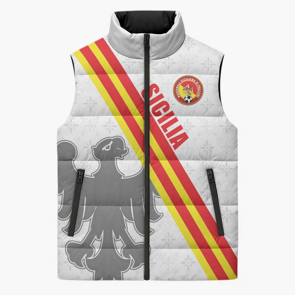 Custom Sicilia Football Sleeveless Puffer Jacket Animus Tuus Dominus - Wonder Print Shop