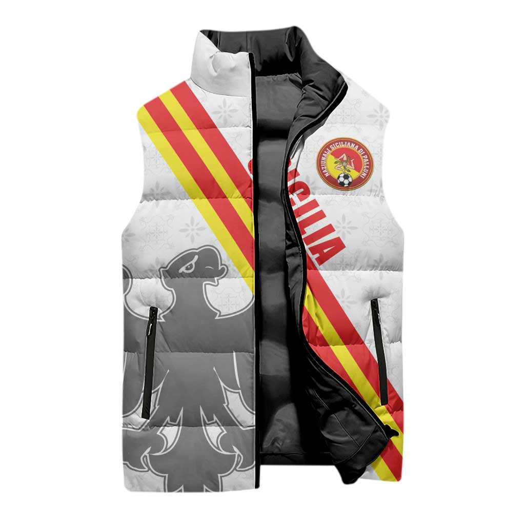 Custom Sicilia Football Sleeveless Puffer Jacket Animus Tuus Dominus - Wonder Print Shop