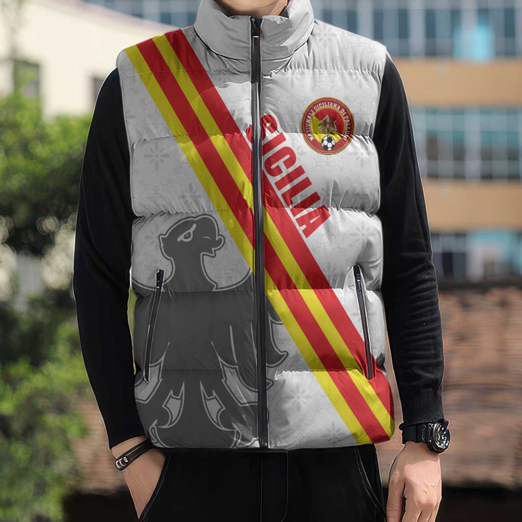Custom Sicilia Football Sleeveless Puffer Jacket Animus Tuus Dominus - Wonder Print Shop
