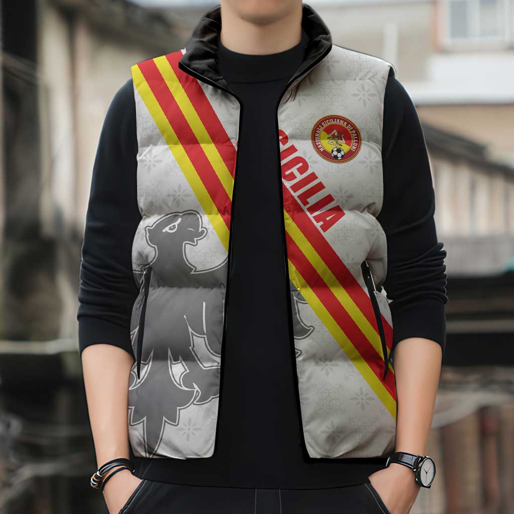 Custom Sicilia Football Sleeveless Puffer Jacket Animus Tuus Dominus - Wonder Print Shop