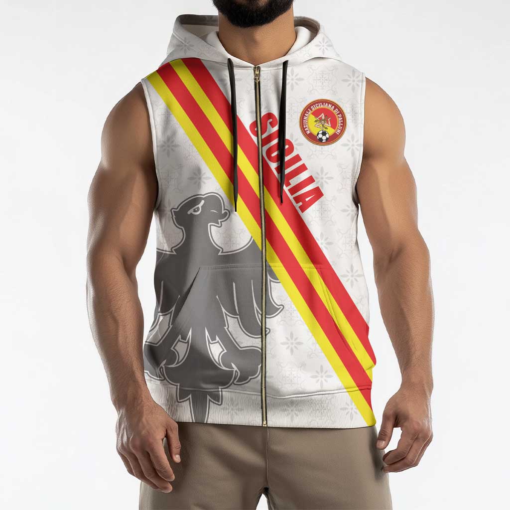 Custom Sicilia Football Sleeveless Zip Hoodie Animus Tuus Dominus - Wonder Print Shop