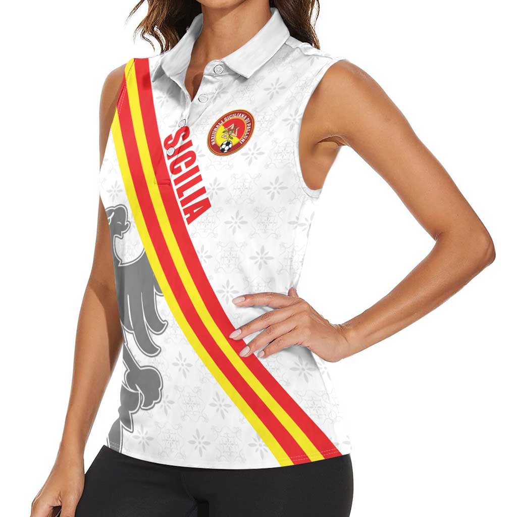 Custom Sicilia Football Women Sleeveless Polo Shirt Animus Tuus Dominus - Wonder Print Shop