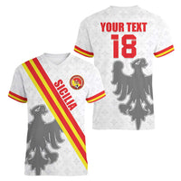 Custom Sicilia Football Women V-Neck T-Shirt Animus Tuus Dominus - Wonder Print Shop