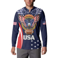 Custom USA Rugby Button Sweatshirt American Eagle With USA Flags - Wonder Print Shop