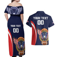 Custom USA Rugby Couples Matching Off Shoulder Maxi Dress and Hawaiian Shirt American Eagle With USA Flags - Wonder Print Shop