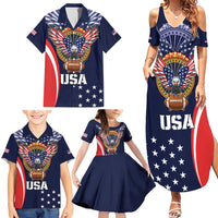 Custom USA Rugby Family Matching Summer Maxi Dress and Hawaiian Shirt American Eagle With USA Flags - Wonder Print Shop