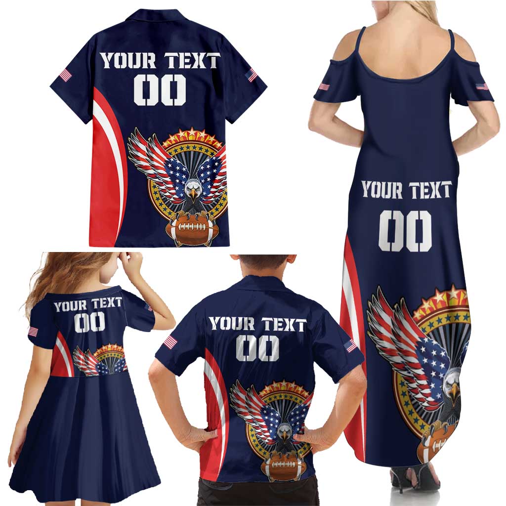 Custom USA Rugby Family Matching Summer Maxi Dress and Hawaiian Shirt American Eagle With USA Flags - Wonder Print Shop