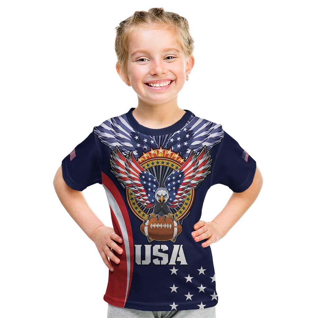 Custom USA Rugby Kid T Shirt American Eagle With USA Flags - Wonder Print Shop