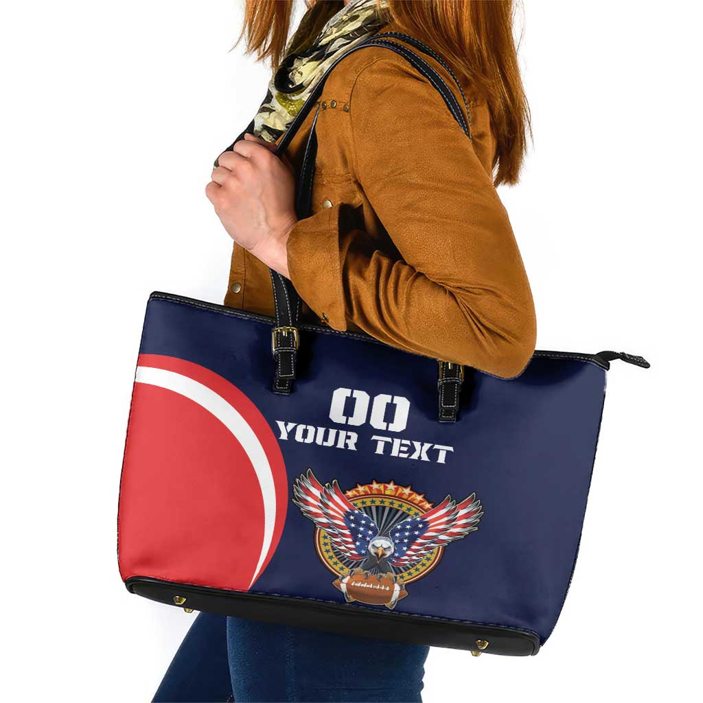 Custom USA Rugby Leather Tote Bag American Eagle With USA Flags - Wonder Print Shop