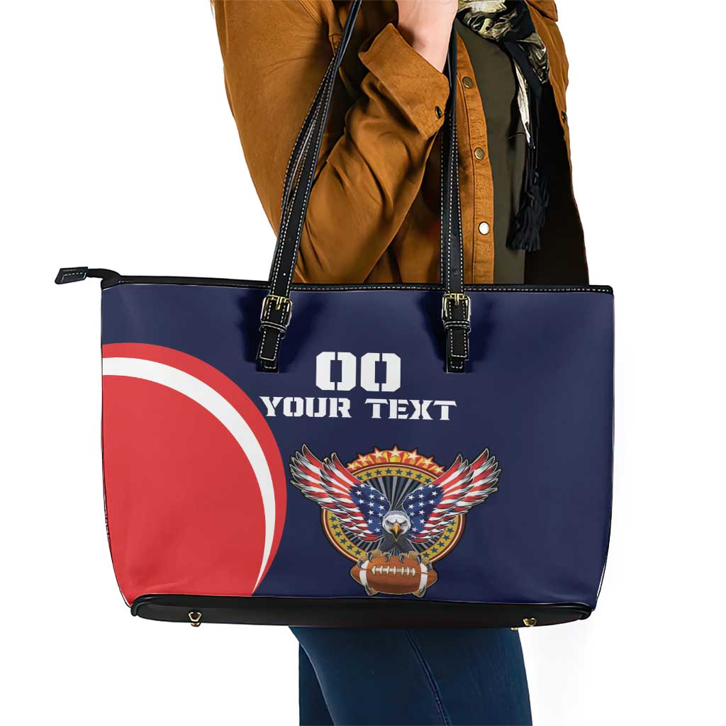 Custom USA Rugby Leather Tote Bag American Eagle With USA Flags - Wonder Print Shop