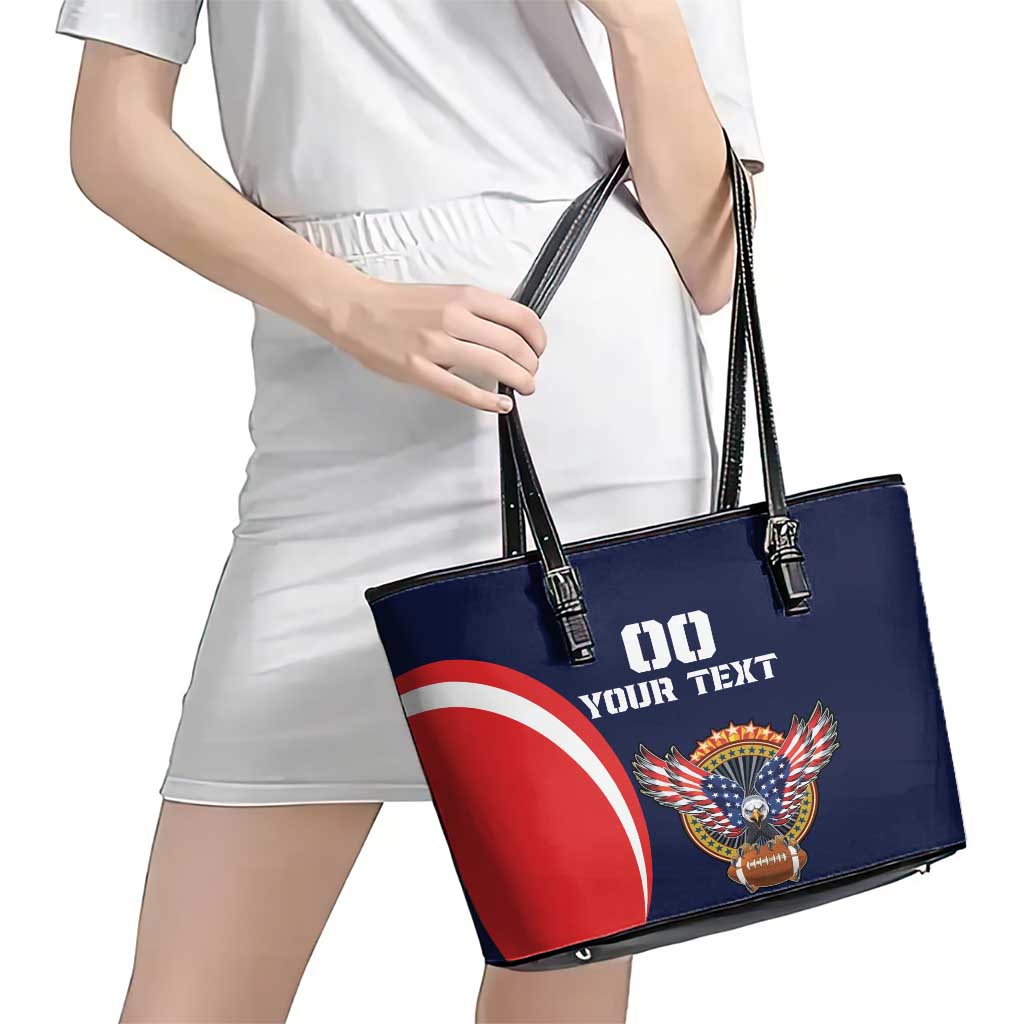 Custom USA Rugby Leather Tote Bag American Eagle With USA Flags - Wonder Print Shop