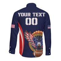 Custom USA Rugby Long Sleeve Button Shirt American Eagle With USA Flags - Wonder Print Shop