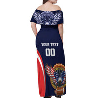 Custom USA Rugby Off Shoulder Maxi Dress American Eagle With USA Flags - Wonder Print Shop