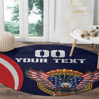 Custom USA Rugby Round Carpet American Eagle With USA Flags