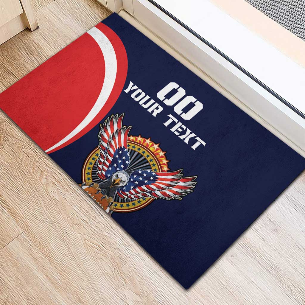 Custom USA Rugby Rubber Doormat American Eagle With USA Flags - Wonder Print Shop