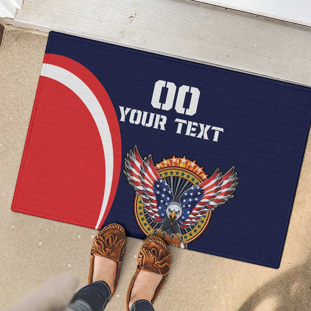 Custom USA Rugby Rubber Doormat American Eagle With USA Flags - Wonder Print Shop