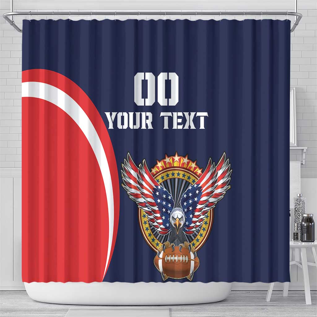 Custom USA Rugby Shower Curtain American Eagle With USA Flags