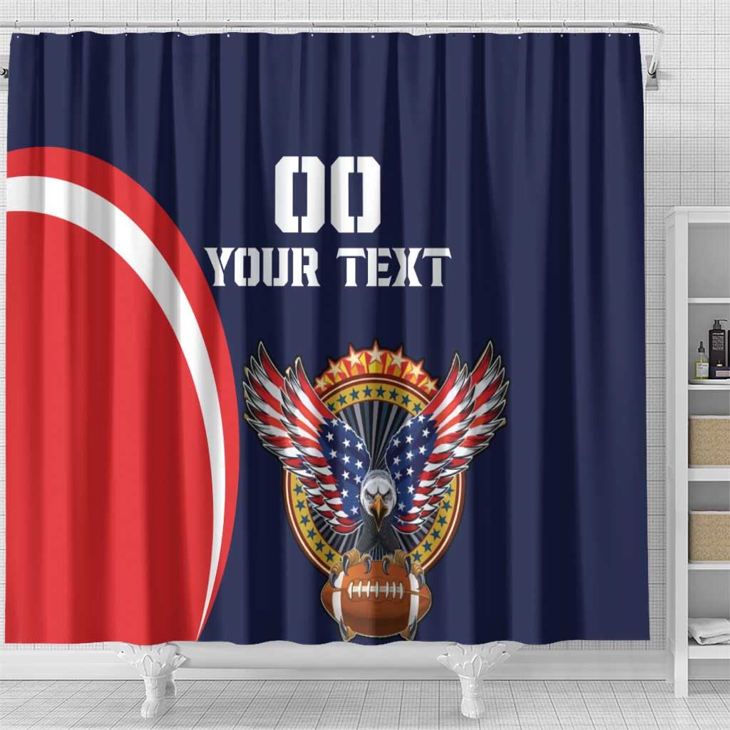 Custom USA Rugby Shower Curtain American Eagle With USA Flags