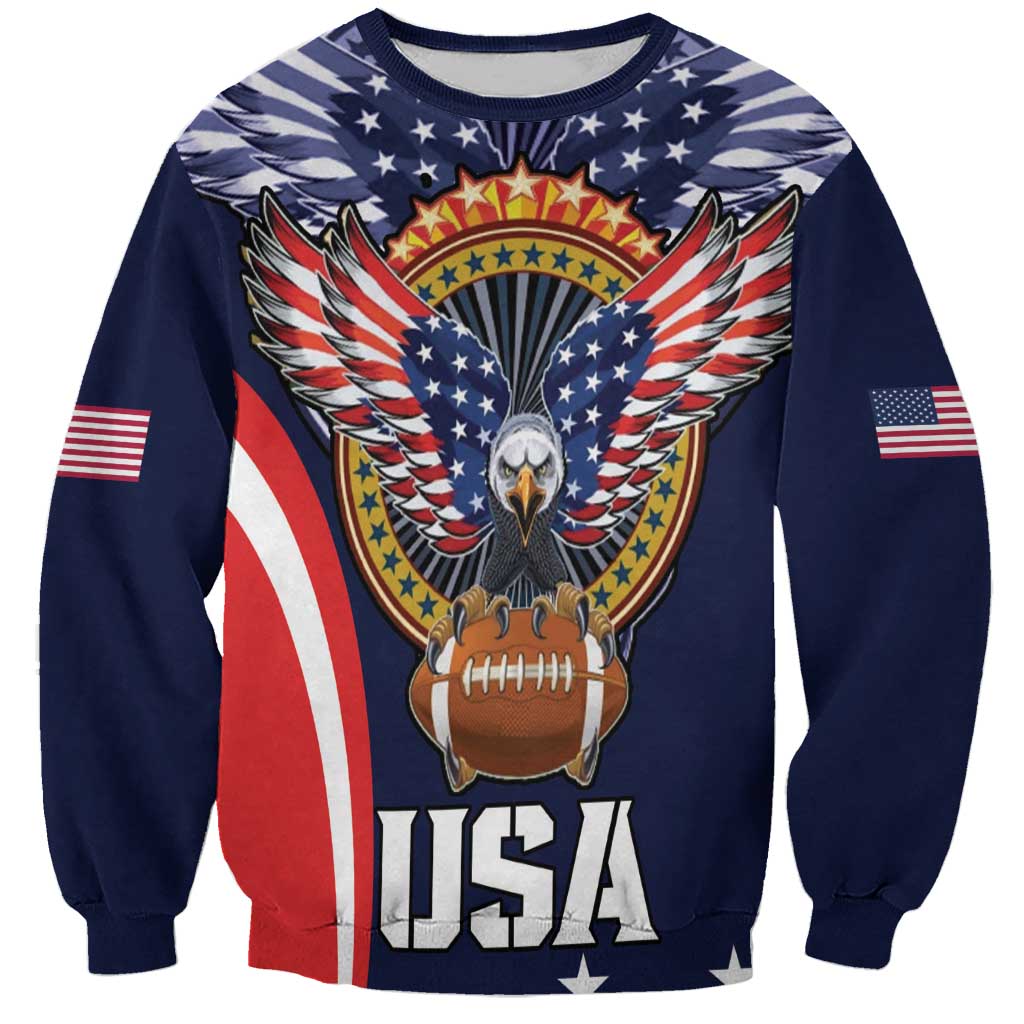 Custom USA Rugby Sweatshirt American Eagle With USA Flags - Wonder Print Shop