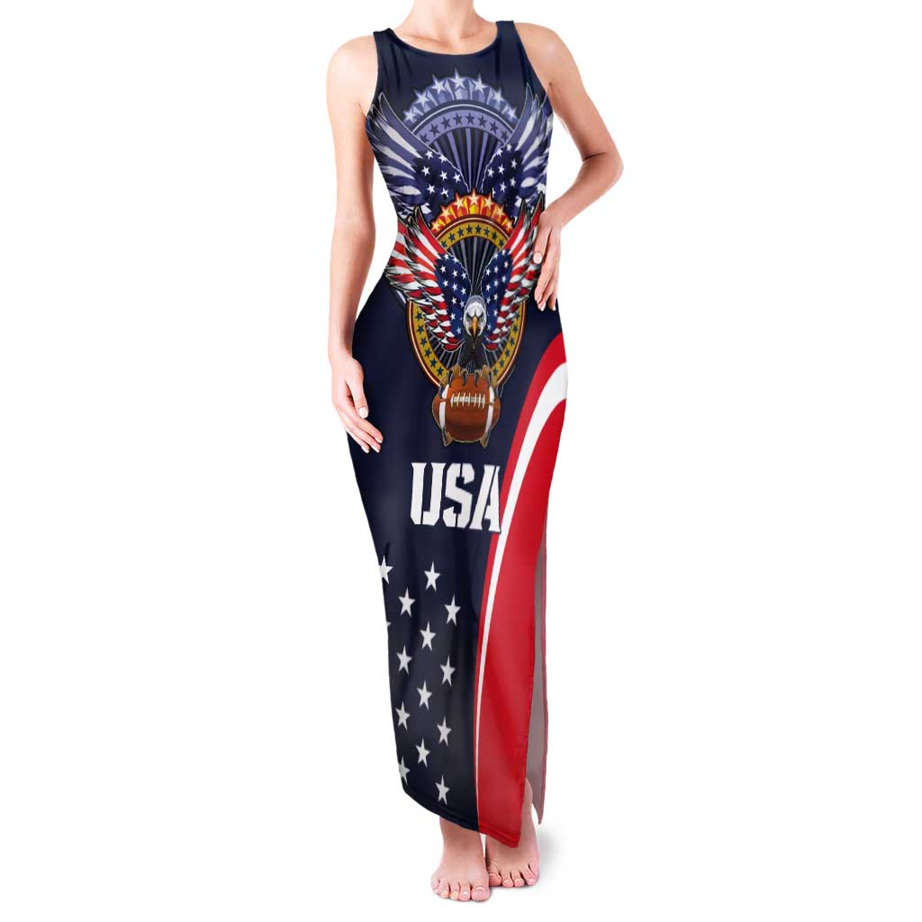 Custom USA Rugby Tank Maxi Dress American Eagle With USA Flags - Wonder Print Shop