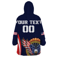 Custom USA Rugby Wearable Blanket Hoodie American Eagle With USA Flags - Wonder Print Shop