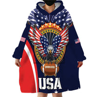Custom USA Rugby Wearable Blanket Hoodie American Eagle With USA Flags - Wonder Print Shop