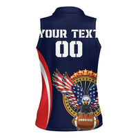 Custom USA Rugby Women Sleeveless Polo Shirt American Eagle With USA Flags - Wonder Print Shop