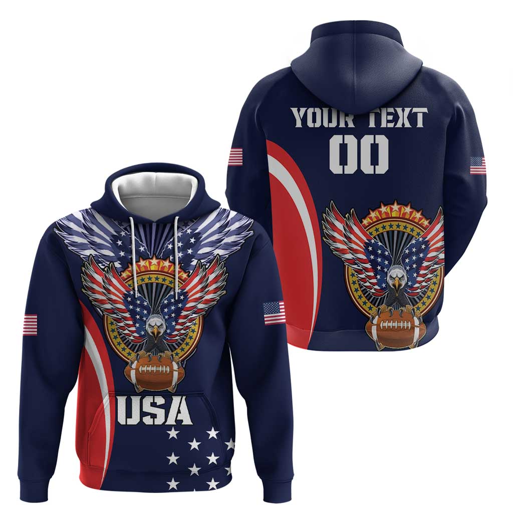 Custom USA Rugby Zip Hoodie American Eagle With USA Flags - Wonder Print Shop
