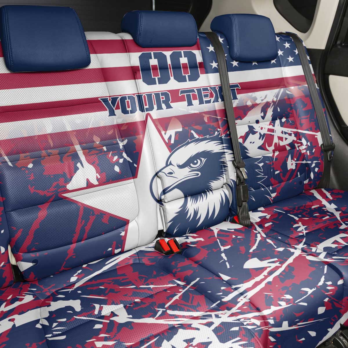 Custom USA Rugby Back Car Seat Cover Pacific Go Eagles 2024 - Wonder Print Shop