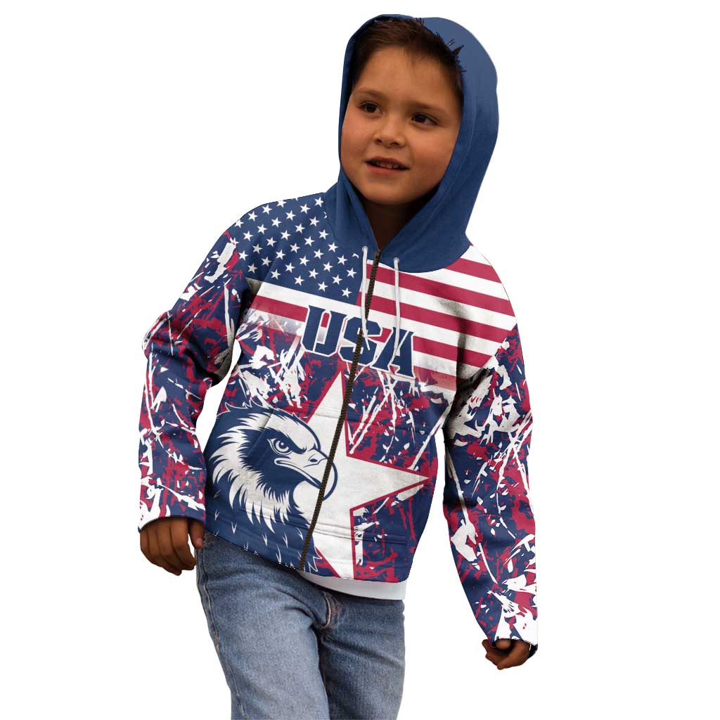 Custom USA Rugby Kid Hoodie Pacific Go Eagles 2024 - Wonder Print Shop